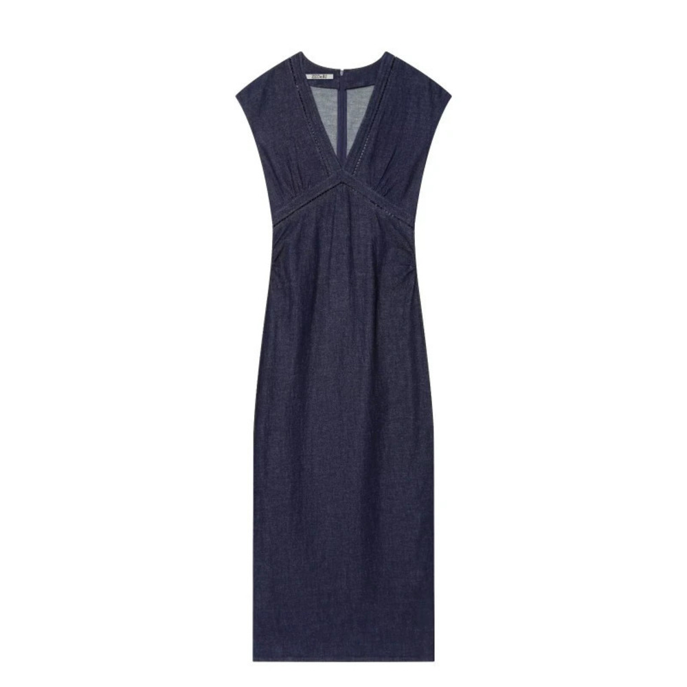 ZARA Stylish Collar Midi Denim Dress